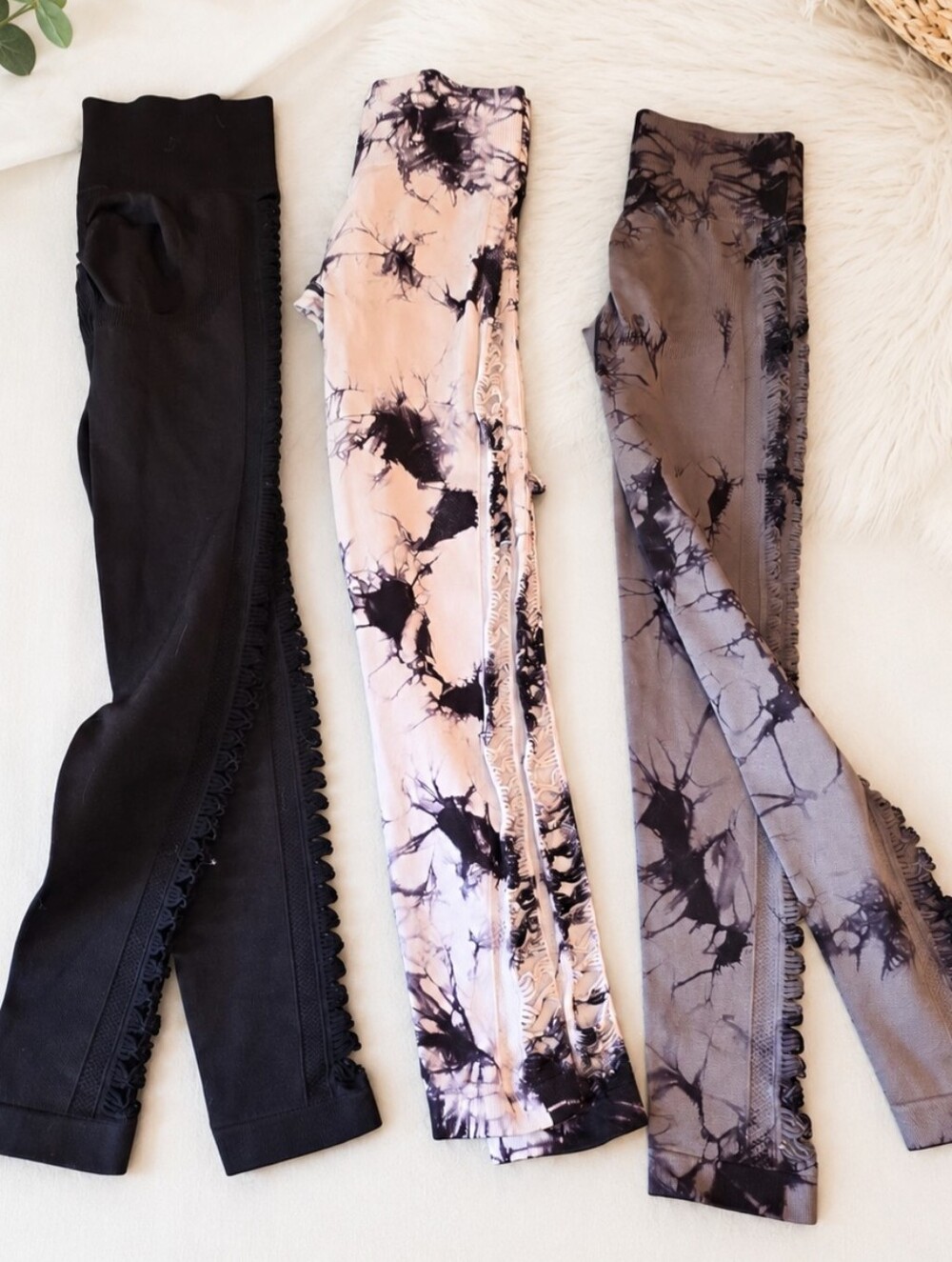 3-Piece Leggings Set – New – Black & Tie Dye